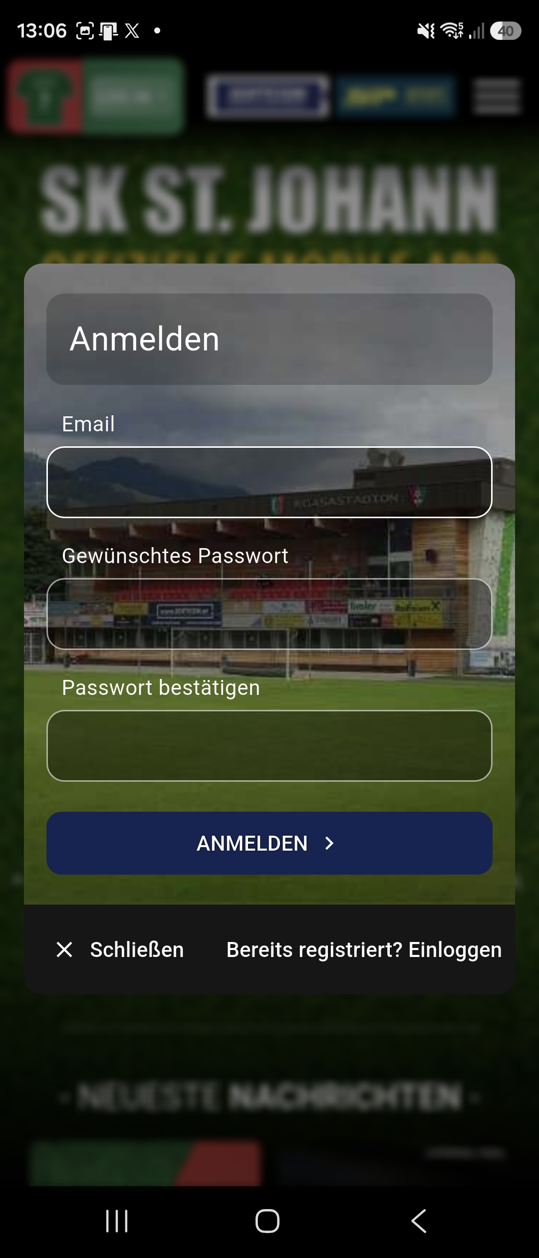 App Benutzer registrieren
