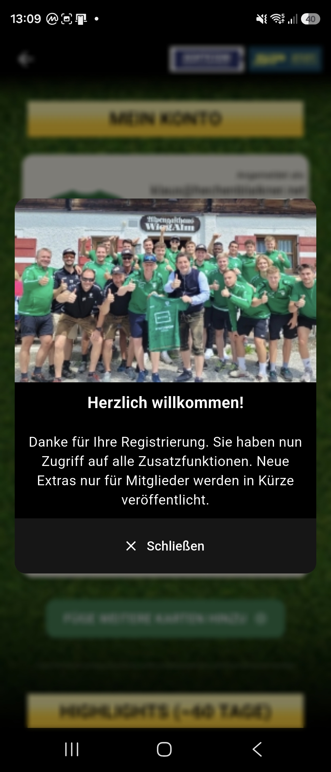 App Registrierung erfolgreich